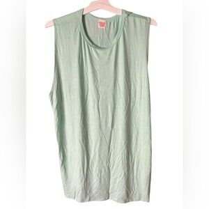 Green Relaxed Sleeveless Muscle Tee